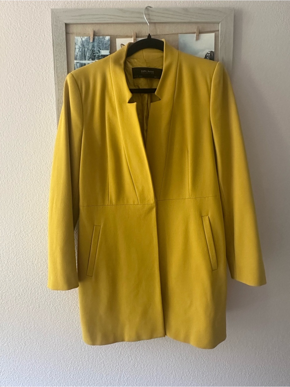 Zara Mustard Yellow Longline Blazer Jacket Size L